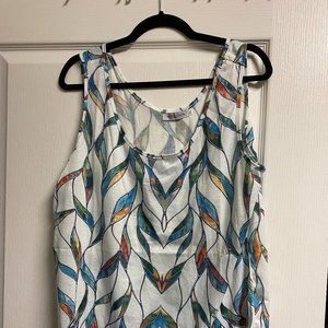 New in Bag , Sleveless Top White with Leaves , XL